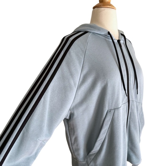 ADIDAS Must Haves 3 Stripe French Terry Hoodie Track Jacket Athleisure Sz Large - Picture 6 of 15
